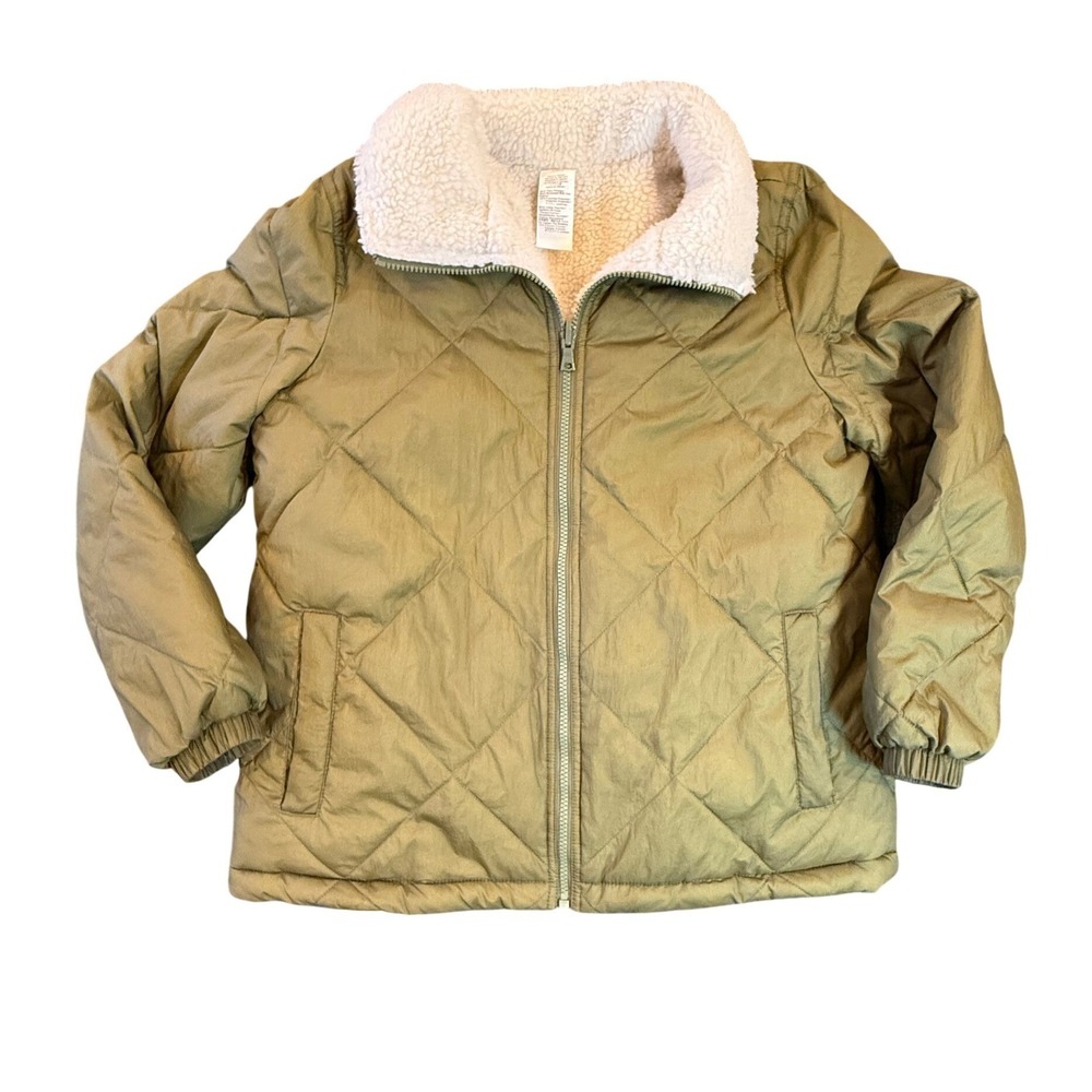 Madewell Women's Reversible Sherpa Puffer Jacket Colorblock Green Size Small - Picture 2 of 13